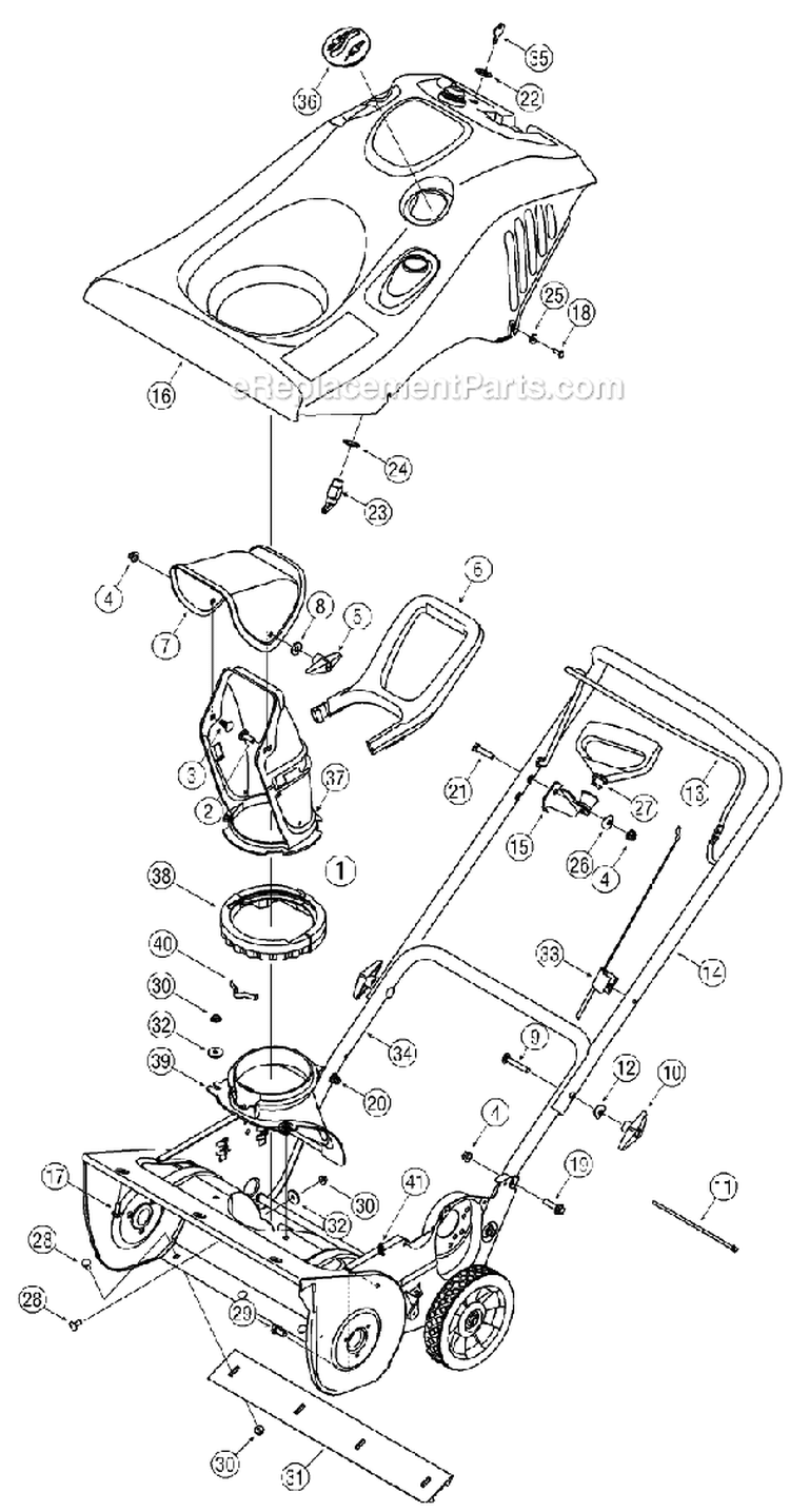 Page B Diagram and Parts List for 31AS2B5-801 2005-2 Yard Man Snow Blower